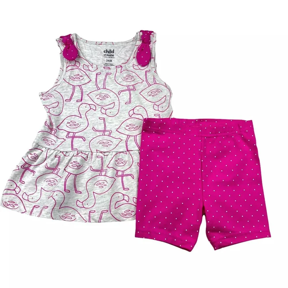 Child of Mine by Carters Baby Girls Shorts Bodysuit-Dress Outfit‎ Sz 0-18 Months